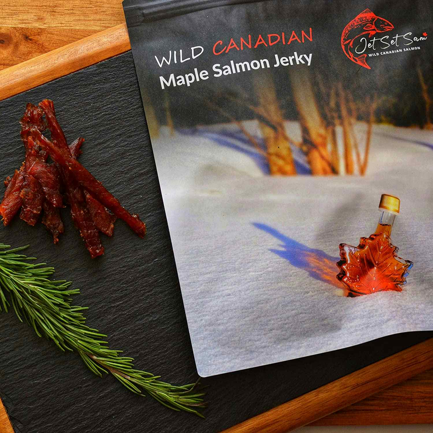 Wild Canadian Smoked Salmon Jerky 4 oz Large Bag Maple Flavor
